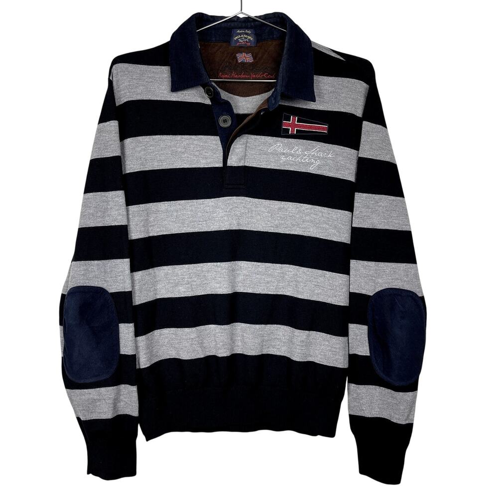 Paul &‎ Shark Yachting Royal Harbor Yacht Club Striped Rugby Wool Sweater Large
